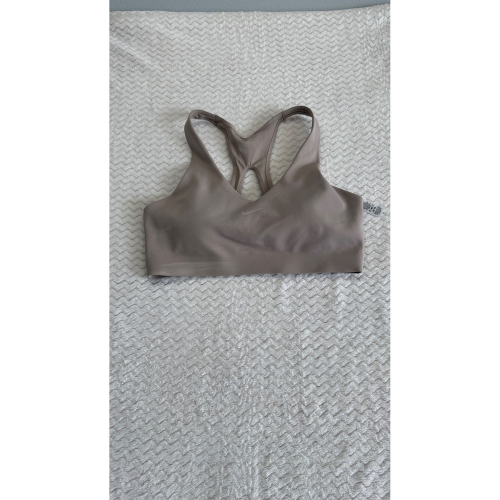 Nike Womens Medium Impact Racerback Sports Bra Taupe Mauve Large RN56323